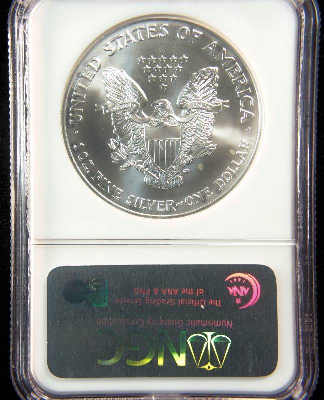 2002 US SILVER EAGLE 1 TROY Oz. .999 FINE SILVER MS69 NGC