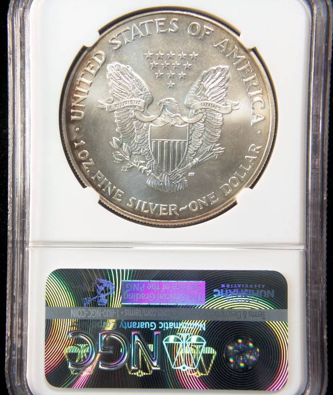 2002 US SILVER EAGLE 1 TROY Oz. .999 FINE SILVER MS69 NGC