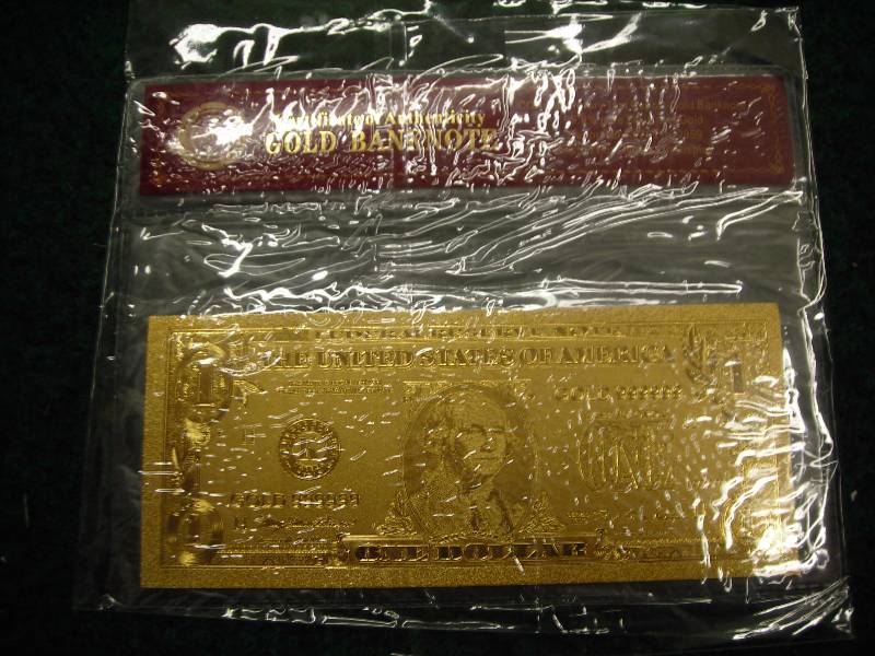 $1 Gold Bank Note 24K With COA (No Guarantee Of Quality Or Quantity