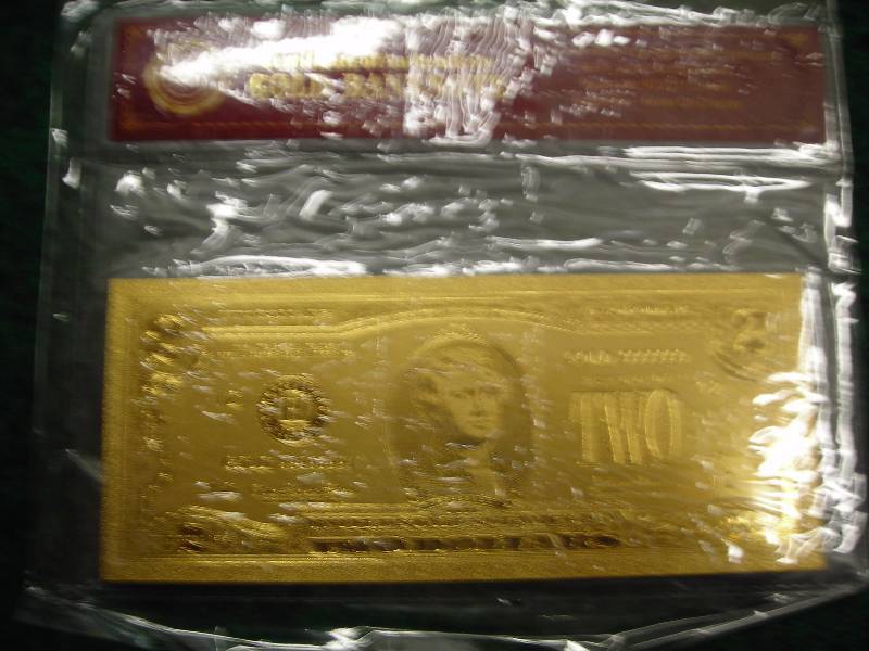 $2 Gold Bank Note 24K With COA 24K (No Guarantee Of Quality Or Quantity)