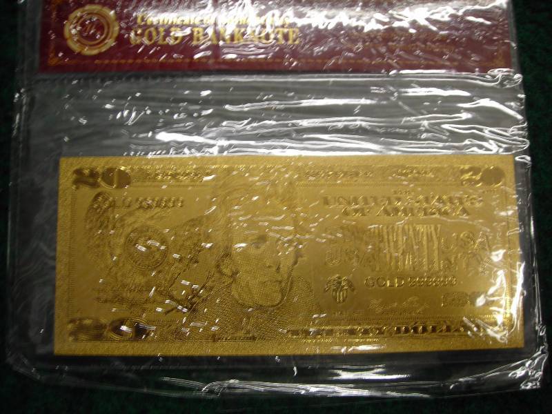 $20 Gold Bank Note With COA 24K (No Guarantee Of Quality Or Quantity)
