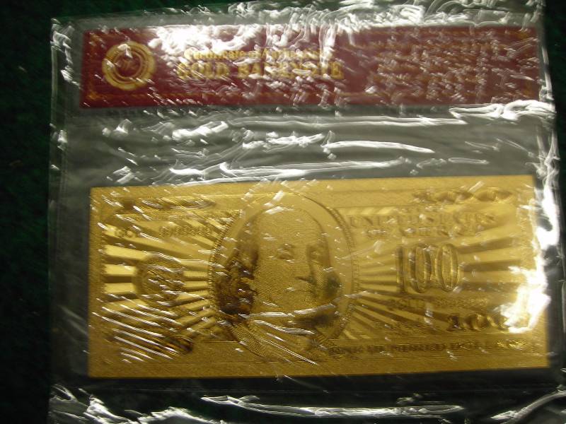 $100 Gold Bank Note With COA 24K (No Guarantee Of Quality Or Quantity)