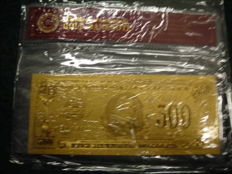 $500 Gold Bank Note With COA 24K (No Guarantee Of Quality Or Quantity)