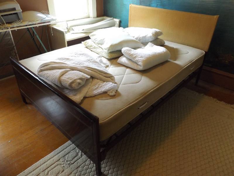 Old Steel Bed and Bedding
