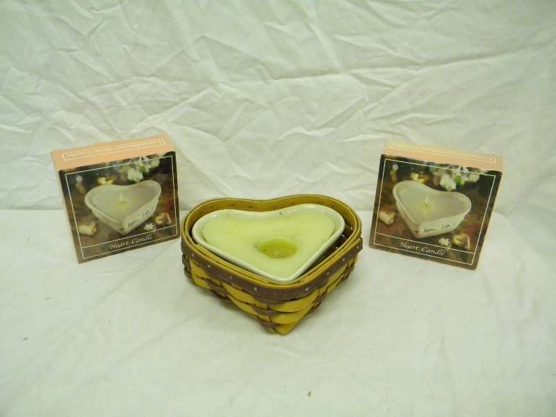Longaberger 2000 Heart Basket and Candles