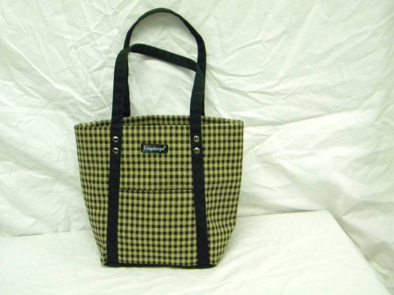 Longaberger Black and Tan Check Pattern Purse