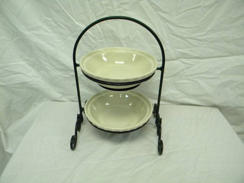 Longaberger Pottery Two Tiered Stand
