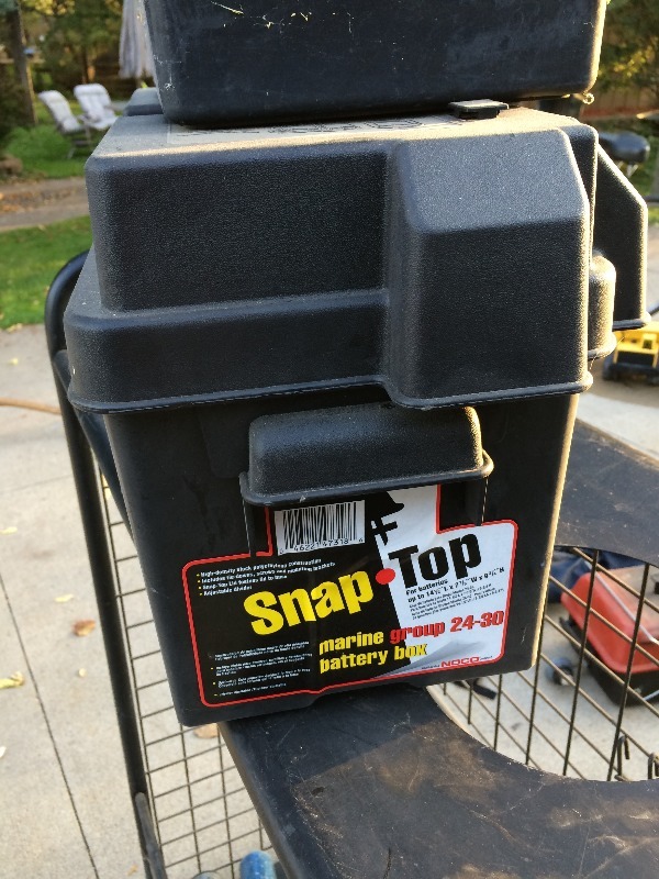 lot 95 image: Battery Boxes  lot of 2   14 x 7.5 x 10.5 h  & 11 x 7.5 x 8 h