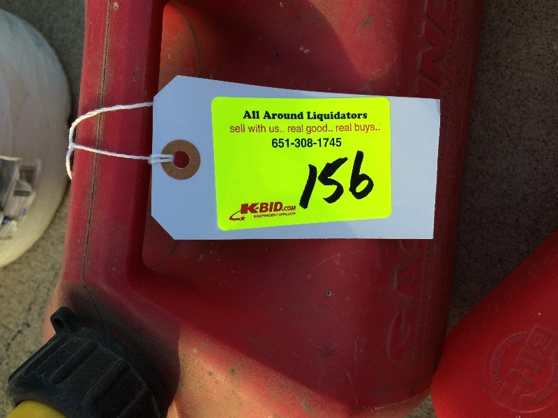 lot 156 image: Gas Cans  (3) 2 gallon and (1) 1 gallon   lot of 4