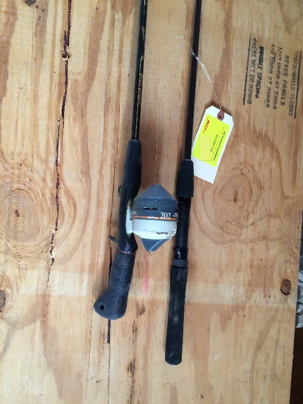 lot 196 image: Assorted vintage fishing poles and reels