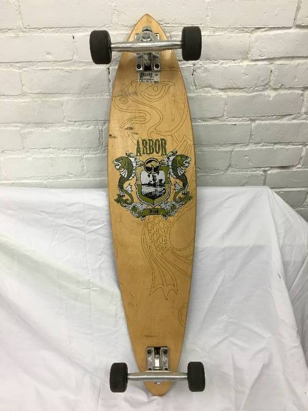 lot 66 image: arbor longboard with fish design retail $159