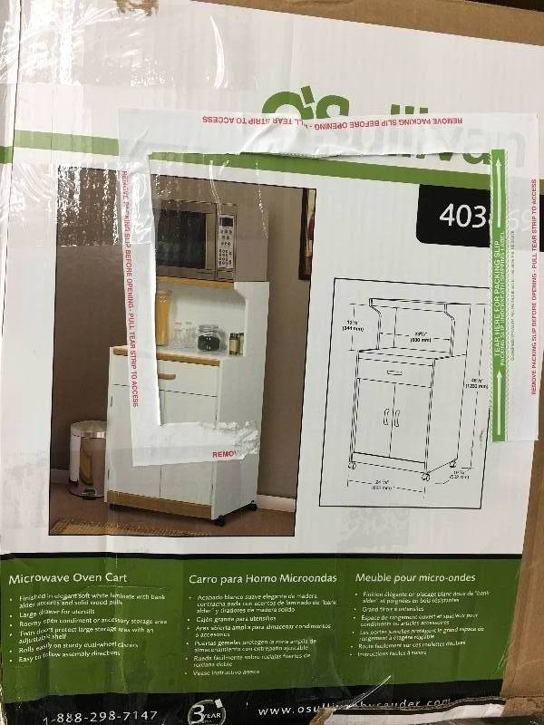 lot 53 image: Universal Microwave Cart White retail $169