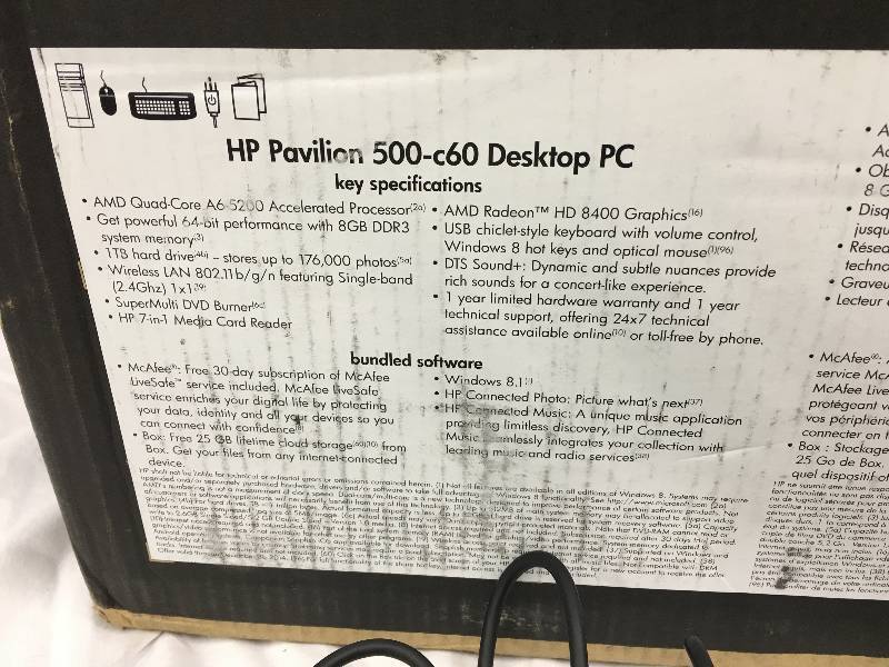lot 72 image: HP Pavilion 500 8GB Windows 8.1 Desktop Computer retail $469