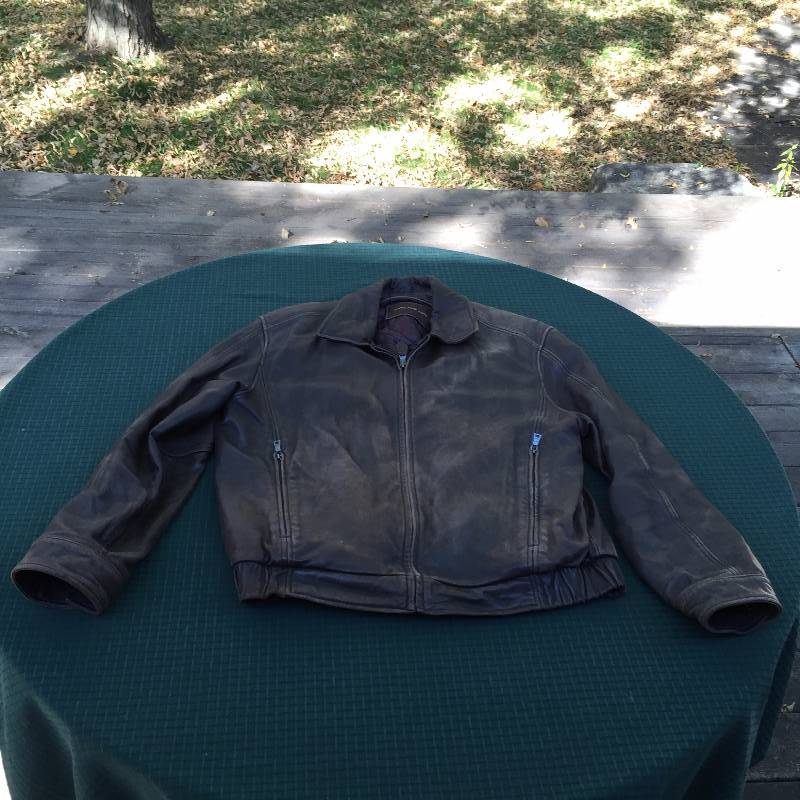 lot 108 image: 1 Leather and 1 Faux Leather Bomber Jacket - Size Large - Marc New York - Montgomery Wards...do they still exist