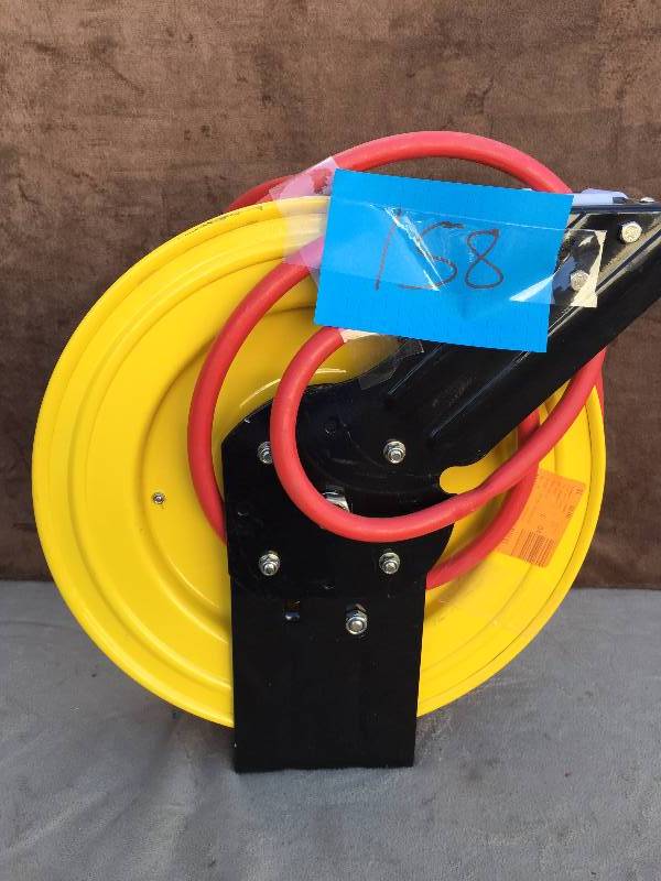 lot 158 image: Retractable Air Hose Reel with 50 ft. Rubber Air Hose