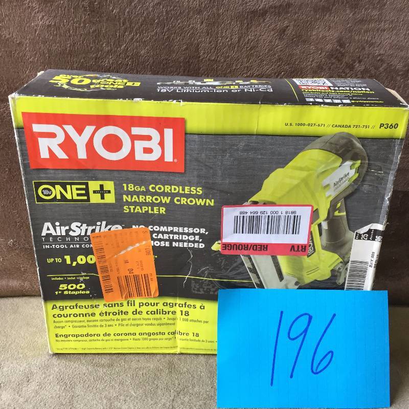 lot 196 image: Ryobi Air strike Tool Only