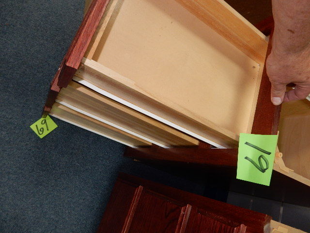 2 lower Cabinets.  3 Drawers in each.. Match lots 17, 18.. Solid Oak Fronts, Stained a redish Oak color