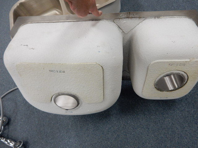 Stainless Steel Double sink.  Two sink sizes