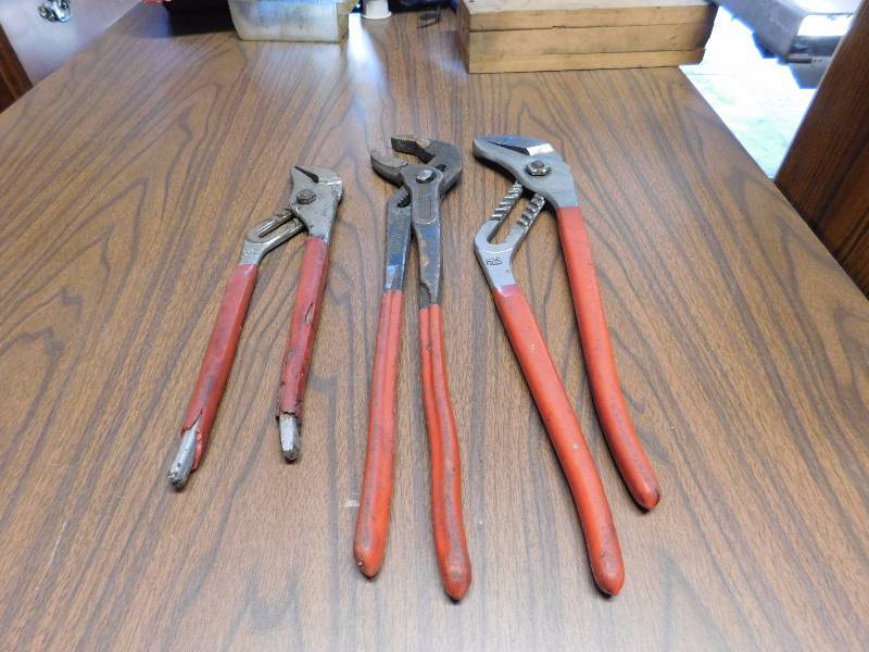 lot 50 image: 3 large channel locks see photos