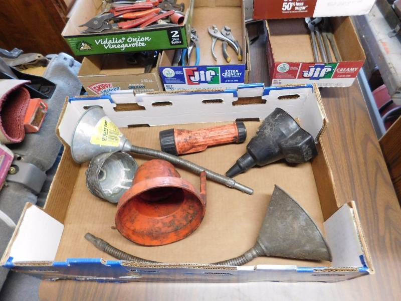 lot 62 image: large lot of funnels metal plastic