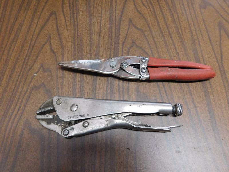 lot 65 image: craftsman brand vise grip and a tin snip