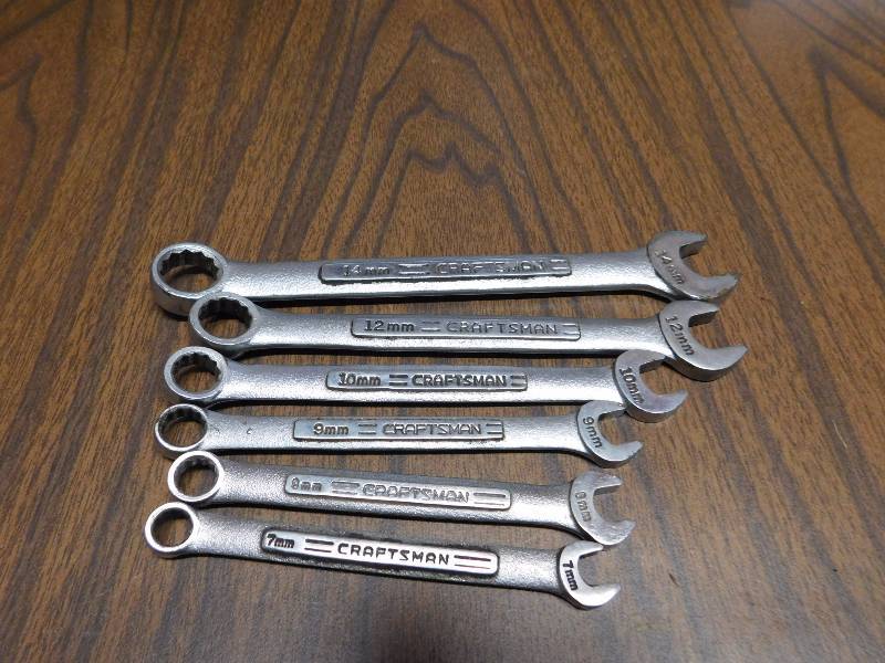 lot 76 image: 6 metric Craftsman wrenches ranging from 7 mm to 14 mm. see photos