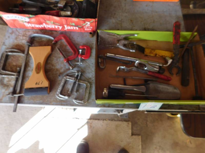 lot 142 image: contents of toolbox drawer several clamps and more see photos