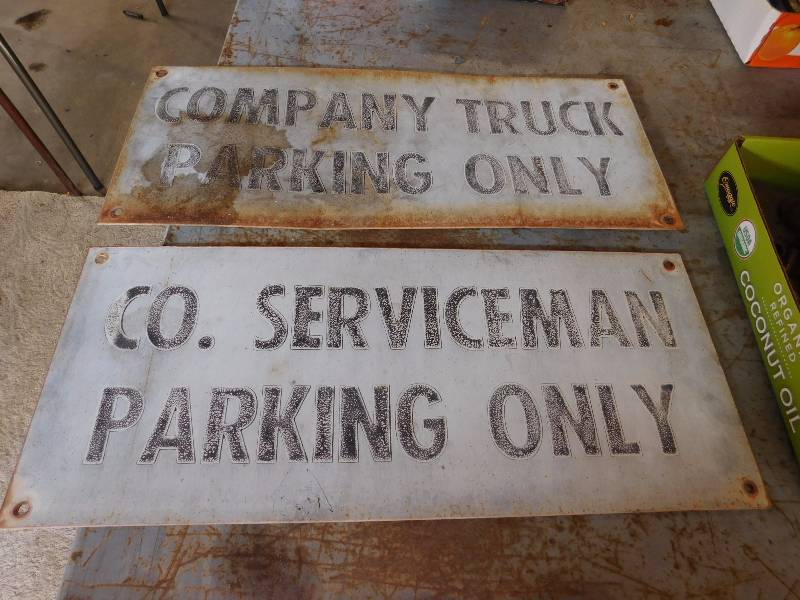 lot 144 image: two vintage metal signs see photos