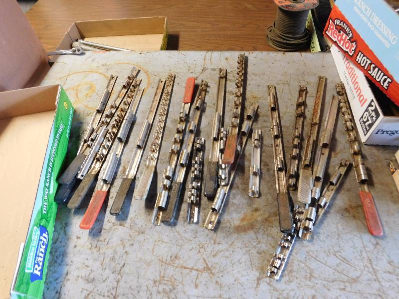 lot 155 image: various sized socket racks 14 long ones and several shorter ones all one money