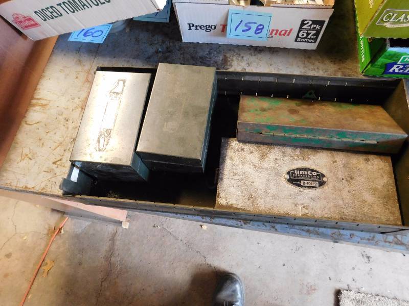 lot 161 image: 4 vintage metal boxes and a metal drawer