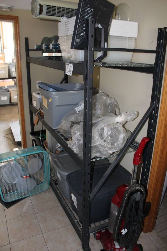 lot 148 image: metal rack with metal shelving, tested and operational