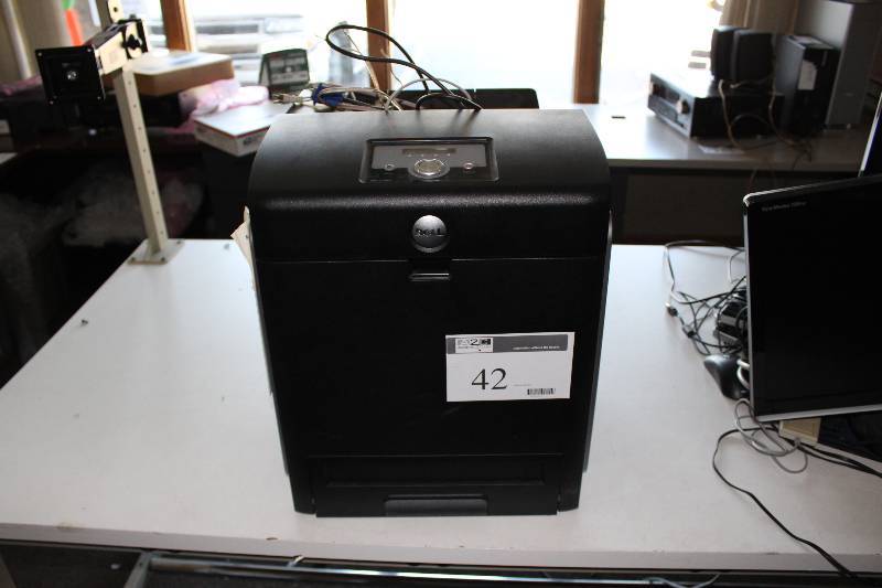 lot 42 image: Dell color laser printer, will print, but needs parts, as is for parts.
