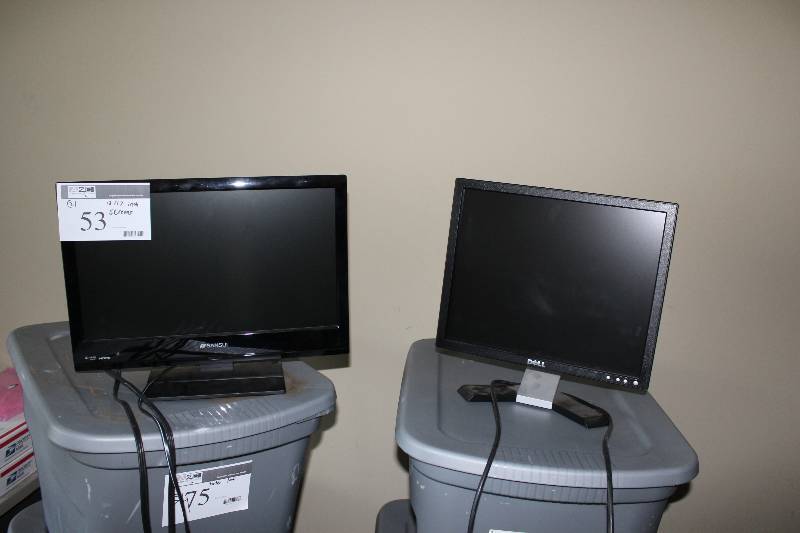 lot 53 image: Dell 17 inch flat screen LCD computer monitor, Sansui 19 inch led LCD monitor, tested and operational
