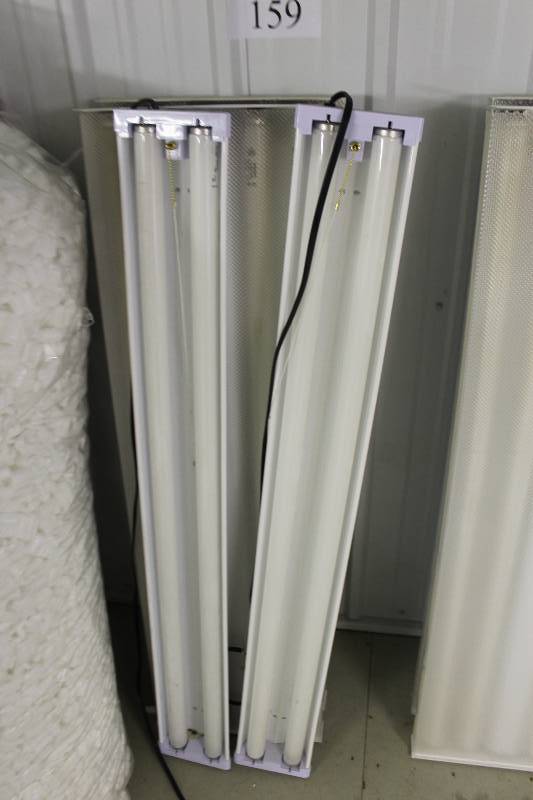 lot 159 image: florescent lights with fixture, untested, as is for parts