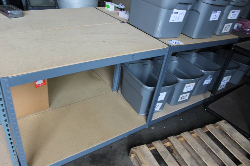 lot 183 image: metal rack with wood shelving, tested and operational