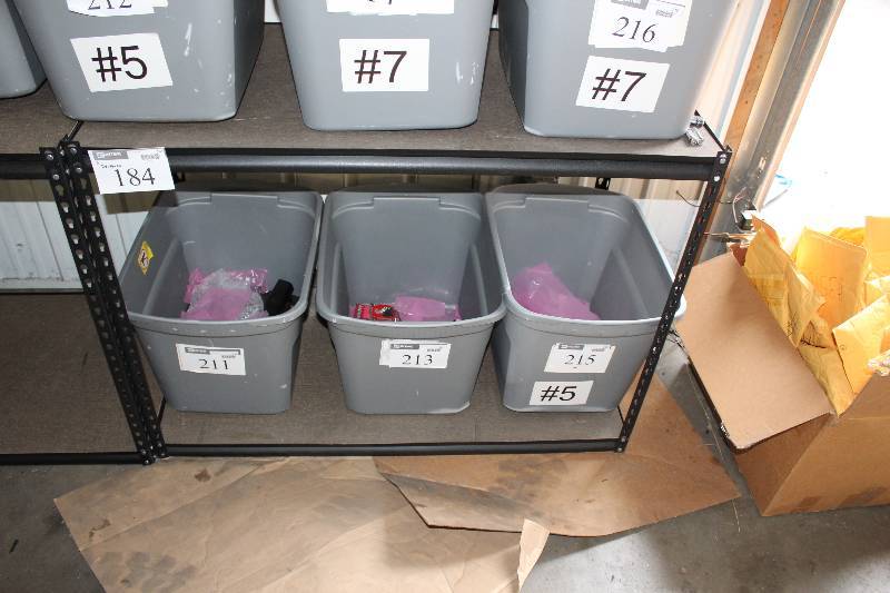 lot 184 image: metal rack with wood shelving, tested and operational
