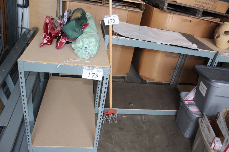 lot 175 image: metal rack with wood shelving, tested and operational
