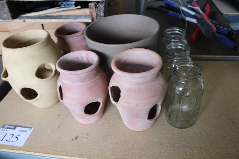 lot 125 image: clay strawberry pots