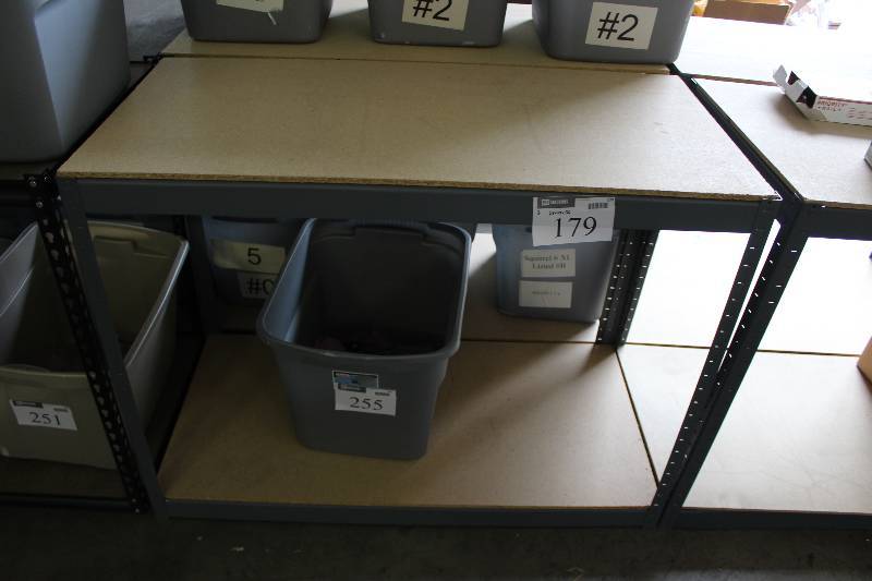 lot 179 image: metal rack with wood shelving, tested and operational