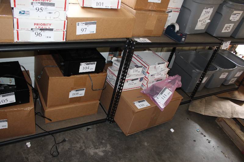 lot 185 image: metal rack with wood shelving, tested and operational