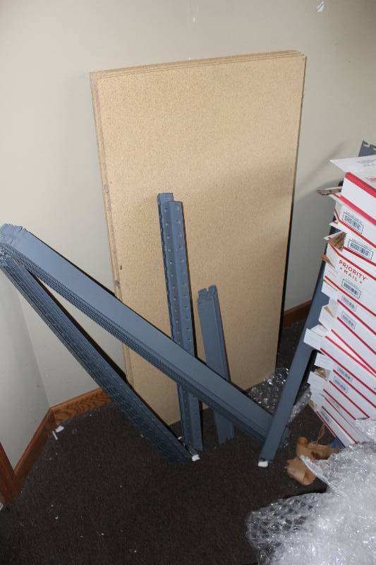 lot 193 image: extra parts for metal shelving with wood racks