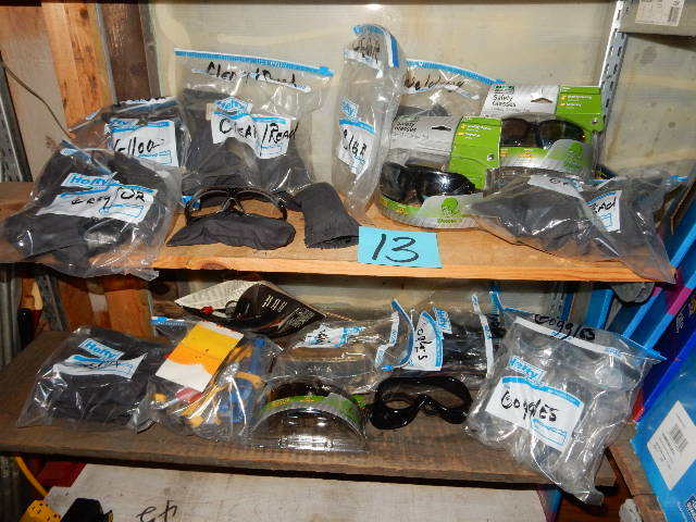 lot 13 image: Large lot of Protective Goggles.. Different Styles, Colors etc.. Some with lights