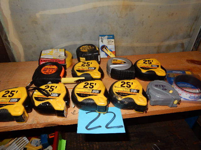 lot 22 image: Mostly 25 ft tape measures