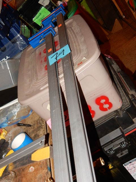 lot 79 image: 2, 60 in Wood Clamps.. No maker shown.. Aluminum Shaft