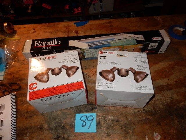 lot 89 image: RAPALLO Foldable Clothes hangertowel rack combo..2 Dusk to dawn light fixtures (not motion detector).