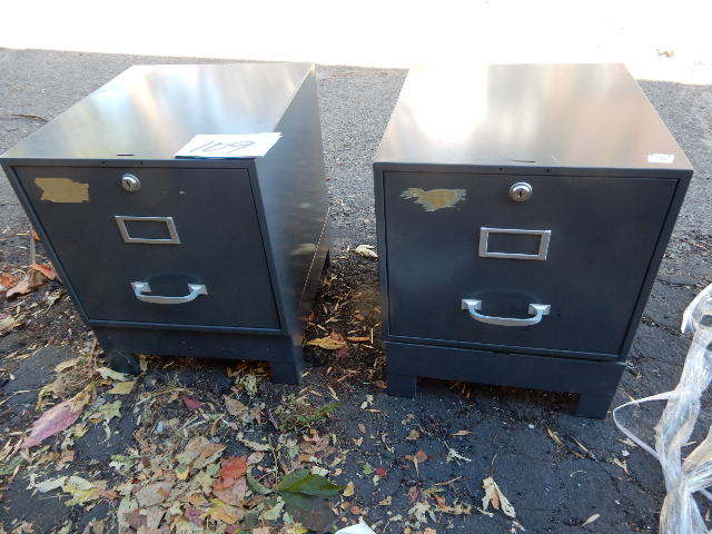 lot 109 image: 2, Metal Single Letter size file cabinets on stands