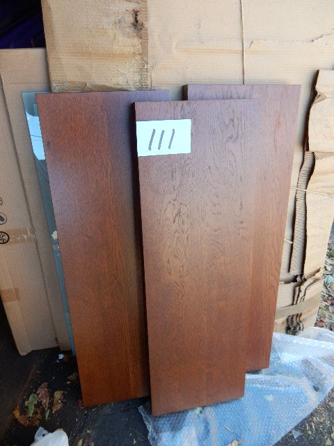 lot 111 image: 3, Solid core Shelves.. 12in x 35 12 in x 2in  thick.. Oak Veneer.. Very nice.