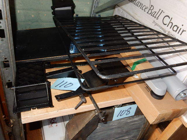 lot 110 image: Pull down lap tray, 2 sets of Hardware for lap tray, 2 GALANT, pedestal table or Chair Stands.. New in box