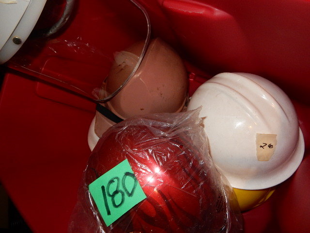 lot 180 image: 5 Hard Hats and a mask as pictured