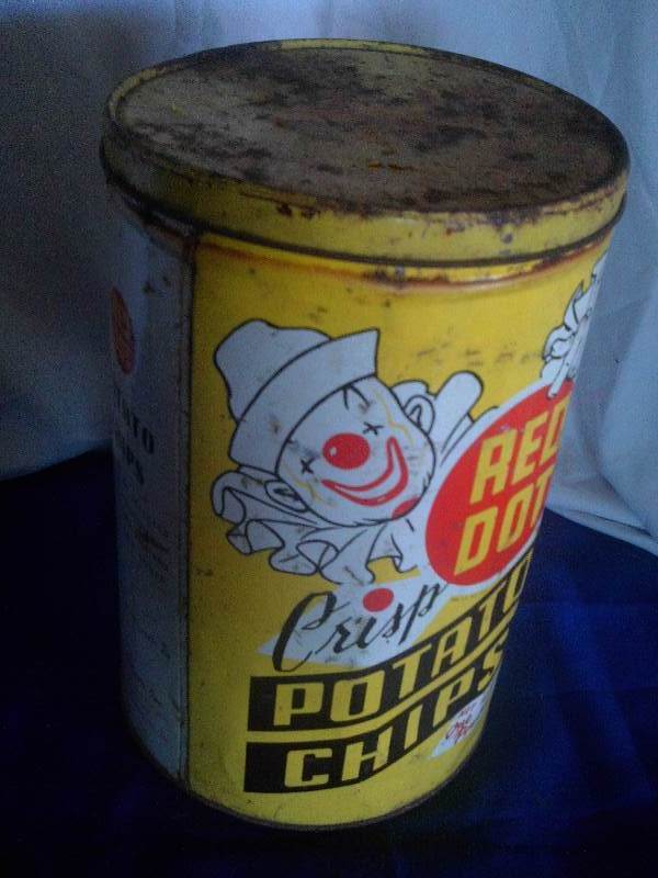 lot 221 image: vintage red dot potato chip can